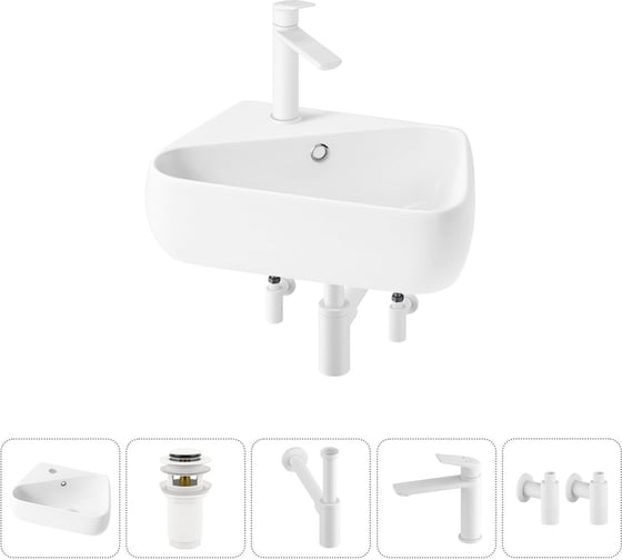 Изображение товара Комплект Wellsee 5 в 1 Lavinia Boho Bathroom Sink накладная/подвесная раковина 44x27 см 20216596R