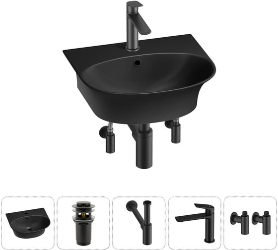 Изображение товара Комплект Wellsee 5 в 1 Lavinia Boho Bathroom Sink накладная/подвесная раковина 46x41 см 20216691R