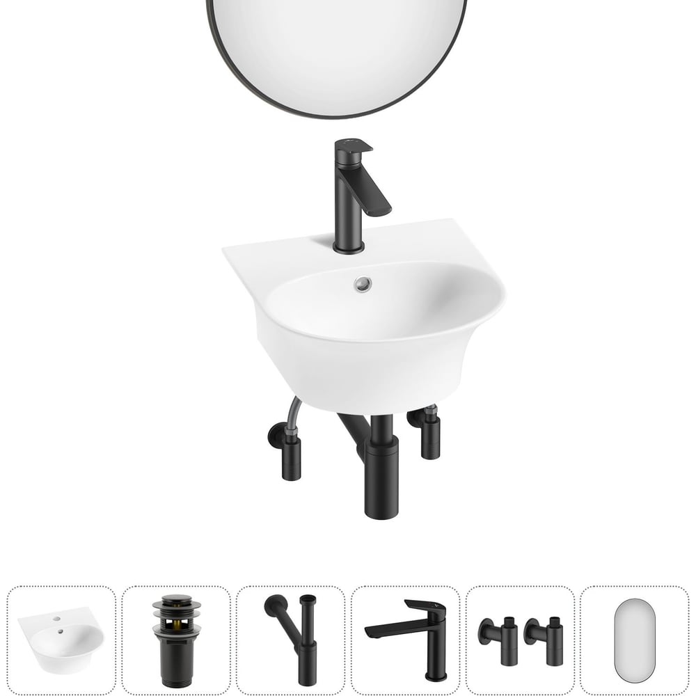 Комплект Wellsee 6 в 1 Lavinia Boho Bathroom Sink накладная/подвесная раковина 34x36 см 20219906R
