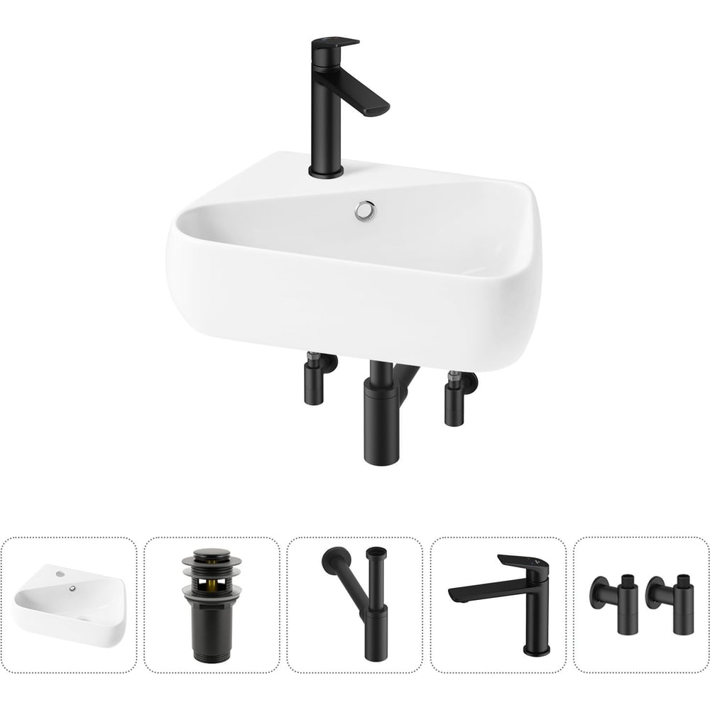 Комплект Wellsee 5 в 1 Lavinia Boho Bathroom Sink накладная/подвесная раковина 44x27 см 20216594R