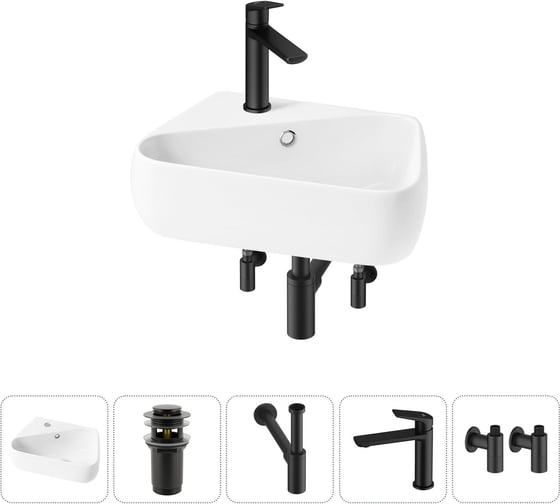 Изображение товара Комплект Wellsee 5 в 1 Lavinia Boho Bathroom Sink накладная/подвесная раковина 44x27 см 20216594R