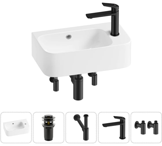 Изображение товара Комплект Wellsee 5 в 1 Lavinia Boho Bathroom Sink накладная/подвесная раковина 45x27 см 20216510R