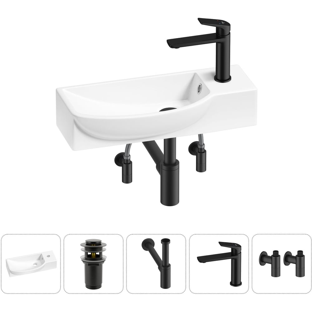 Изображение товара Комплект Wellsee 5 в 1 Lavinia Boho Bathroom Sink накладная/подвесная раковина 50x24 см 20216174R