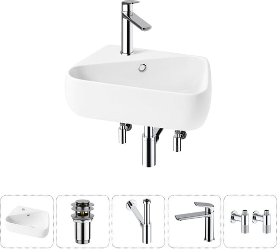Изображение товара Комплект Wellsee 5 в 1 Lavinia Boho Bathroom Sink накладная/подвесная раковина 44x27 см 20216593R
