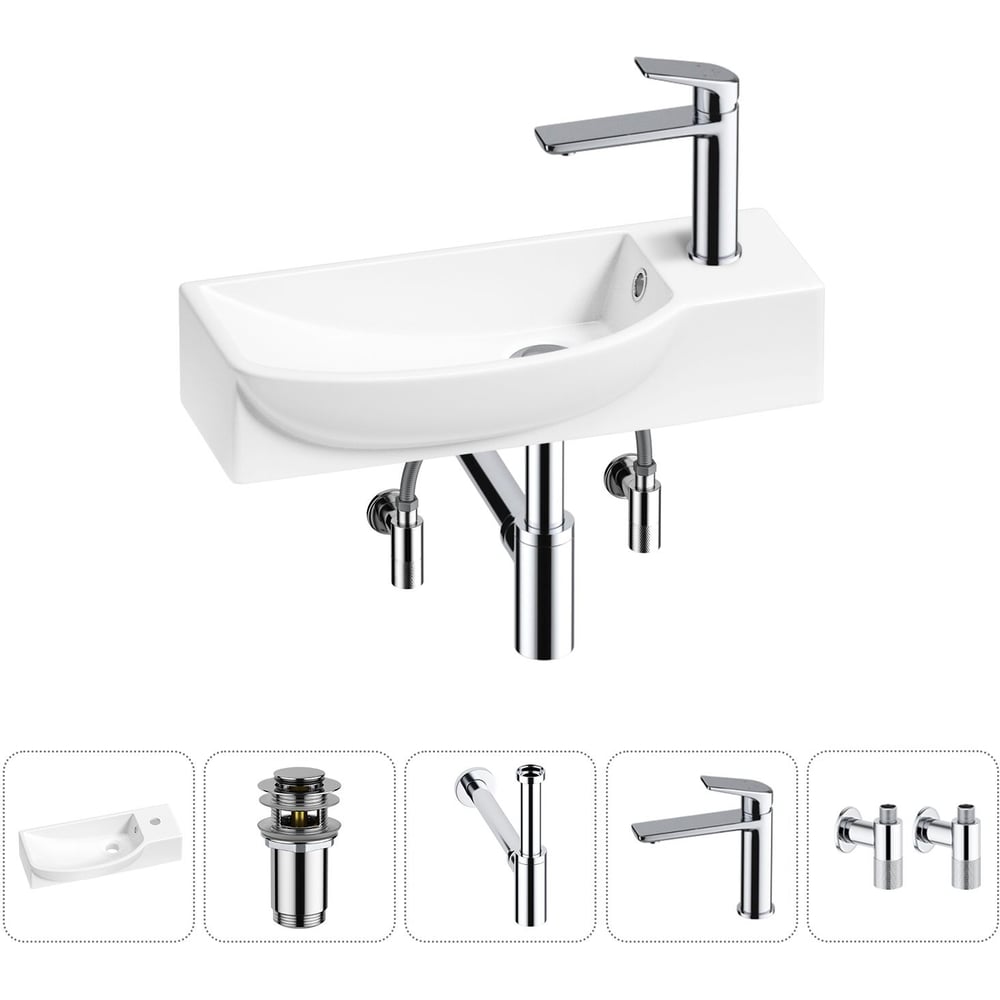 Комплект Wellsee 5 в 1 Lavinia Boho Bathroom Sink накладная/подвесная раковина 50x24 см 20216173R