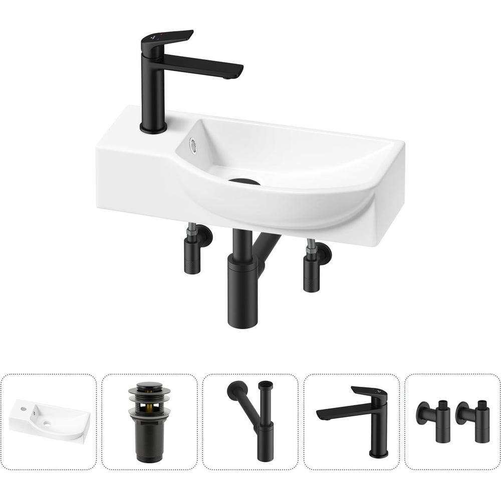 Комплект Wellsee 5 в 1 Lavinia Boho Bathroom Sink накладная/подвесная раковина 45x24 см 20216090R