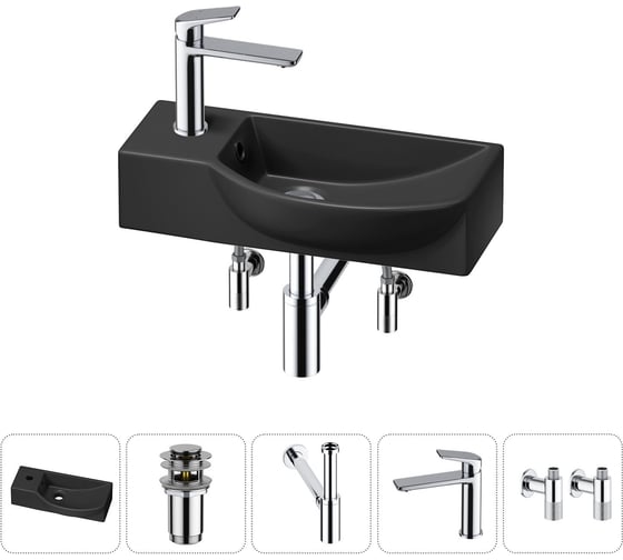 Изображение товара Комплект Wellsee 5 в 1 Lavinia Boho Bathroom Sink накладная/подвесная раковина 45x24 см 20216102R