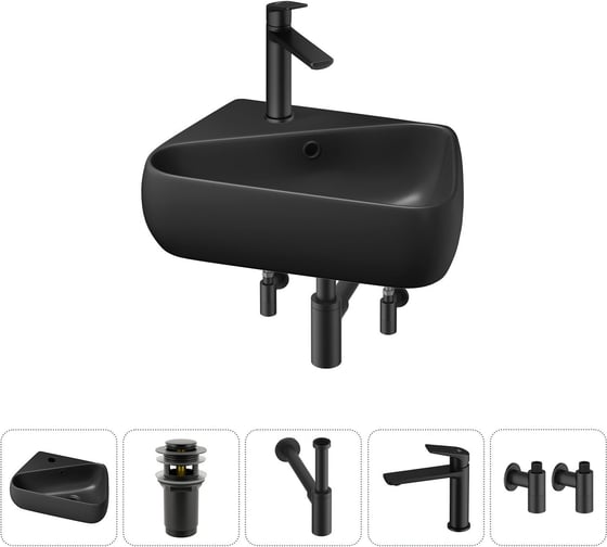 Изображение товара Комплект Wellsee 5 в 1 Lavinia Boho Bathroom Sink накладная/подвесная раковина 44x27 см 20216607R