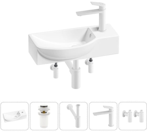Изображение товара Комплект Wellsee 5 в 1 Lavinia Boho Bathroom Sink накладная/подвесная раковина 45x24 см 20216120R
