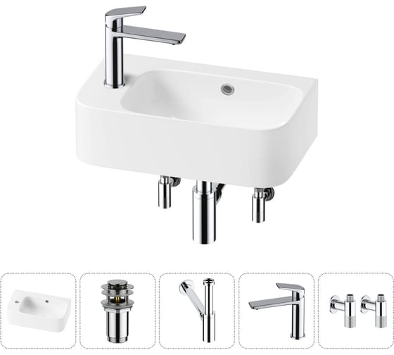 Изображение товара Комплект Wellsee 5 в 1 Lavinia Boho Bathroom Sink накладная/подвесная раковина 45x27 см 20216481R