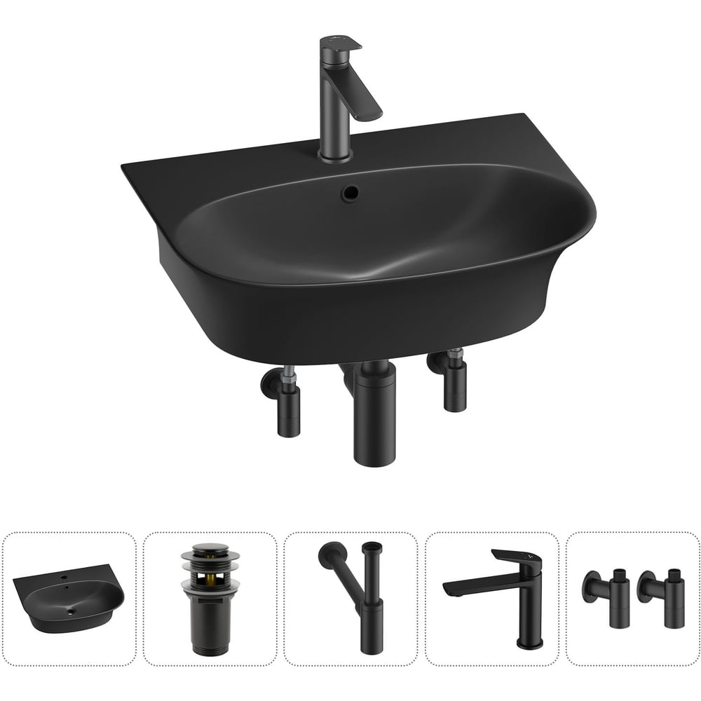 Комплект Wellsee 5 в 1 Lavinia Boho Bathroom Sink накладная/подвесная раковина 55x43 см 20216719R