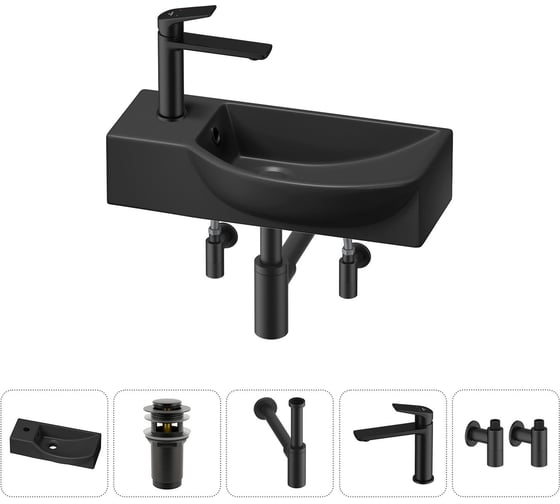 Изображение товара Комплект Wellsee 5 в 1 Lavinia Boho Bathroom Sink накладная/подвесная раковина 45x24 см 20216103R