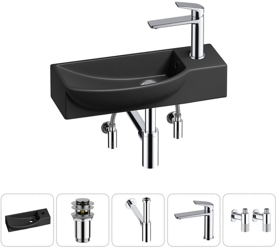 Изображение товара Комплект Wellsee 5 в 1 Lavinia Boho Bathroom Sink накладная/подвесная раковина 50x24 см 20216186R