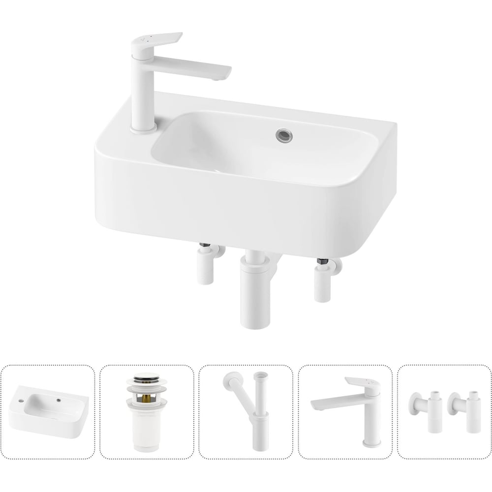 Комплект Wellsee 5 в 1 Lavinia Boho Bathroom Sink накладная/подвесная раковина 45x27 см 20216484R