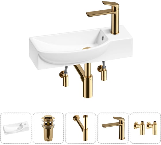 Изображение товара Комплект Wellsee 5 в 1 Lavinia Boho Bathroom Sink накладная/подвесная раковина 50x24 см 20216175R