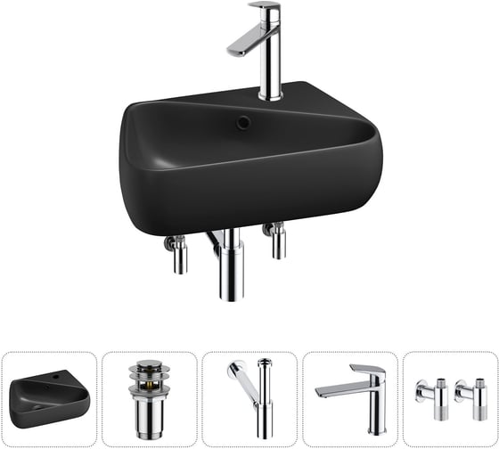 Изображение товара Комплект Wellsee 5 в 1 Lavinia Boho Bathroom Sink накладная/подвесная раковина 44x27 см 20216634R
