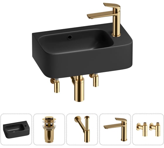 Изображение товара Комплект Wellsee 5 в 1 Lavinia Boho Bathroom Sink накладная/подвесная раковина 45x27 см 20216524R