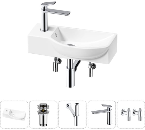 Изображение товара Комплект Wellsee 5 в 1 Lavinia Boho Bathroom Sink накладная/подвесная раковина 45x24 см 20216089R