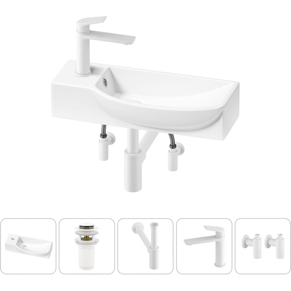 Изображение товара Комплект Wellsee 5 в 1 Lavinia Boho накладная или подвесная раковина 50x24 см