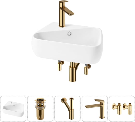Изображение товара Комплект Wellsee 5 в 1 Lavinia Boho Bathroom Sink накладная/подвесная раковина 44x27 см 20216595R