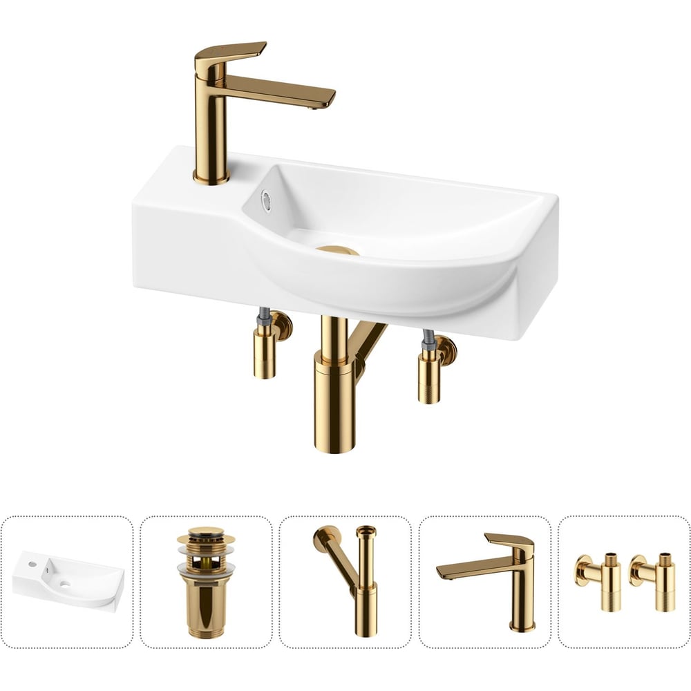 Комплект Wellsee 5 в 1 Lavinia Boho Bathroom Sink накладная/подвесная раковина 45x24 см 20216091R