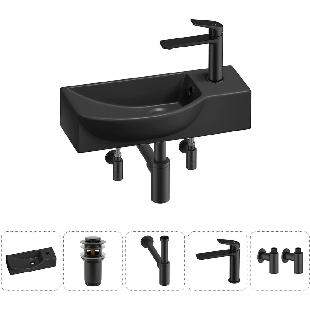 Комплект Wellsee 5 в 1 Lavinia Boho Bathroom Sink накладная/подвесная раковина 45x24 см 20216131R