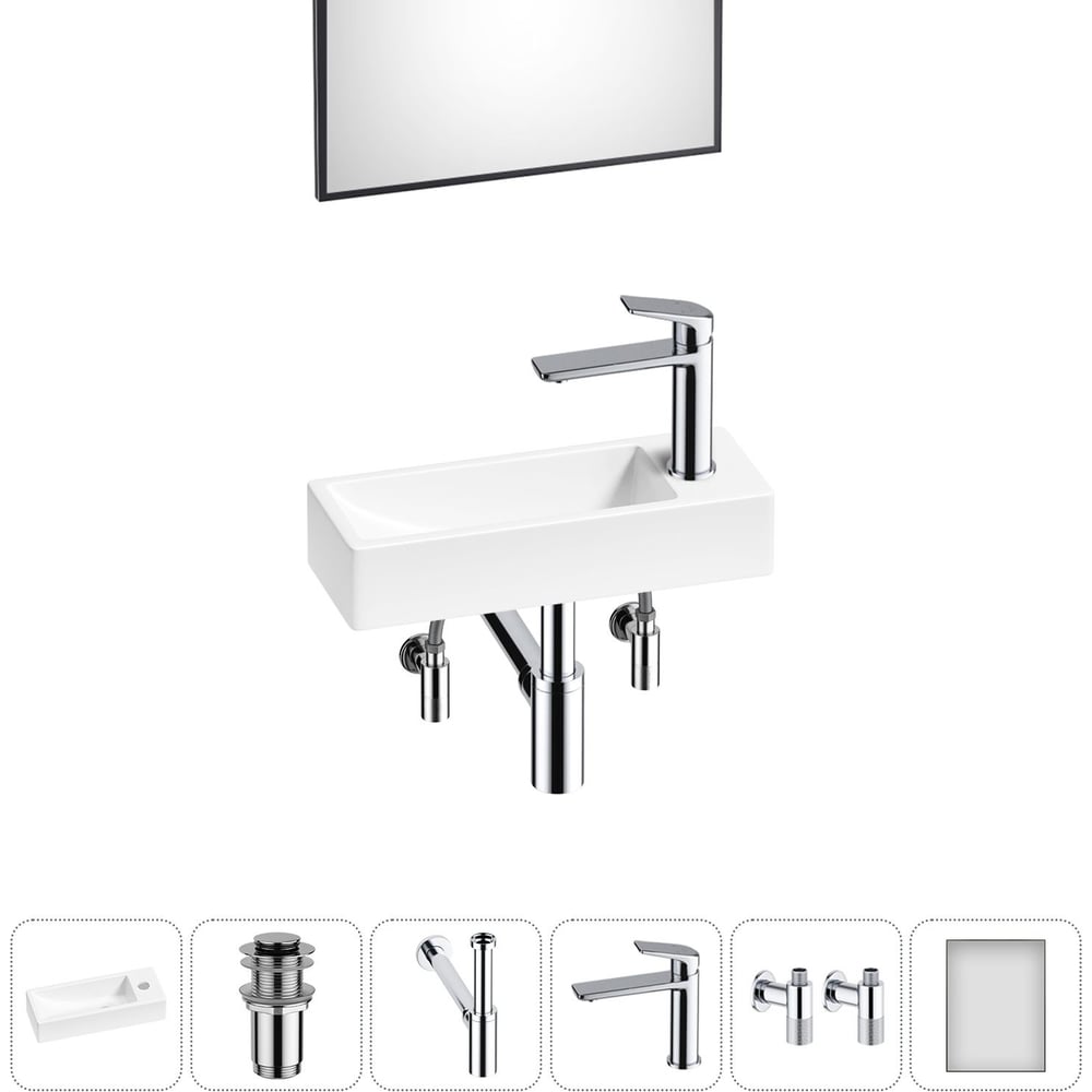 Комплект Wellsee 6 в 1 Lavinia Boho Bathroom Sink накладная/подвесная раковина 38x14 см 20219555R