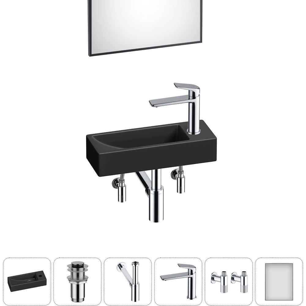 Изображение товара Комплект Wellsee 6 в 1 Lavinia Boho раковина с зеркалом и смесителем