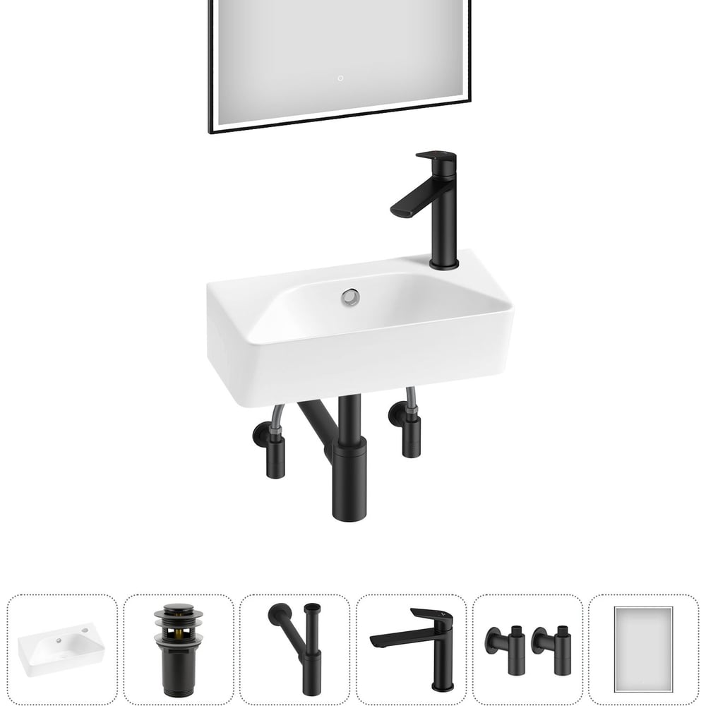 Комплект Wellsee 6 в 1 Lavinia Boho Bathroom Sink накладная/подвесная раковина 40x22 см 20219794R
