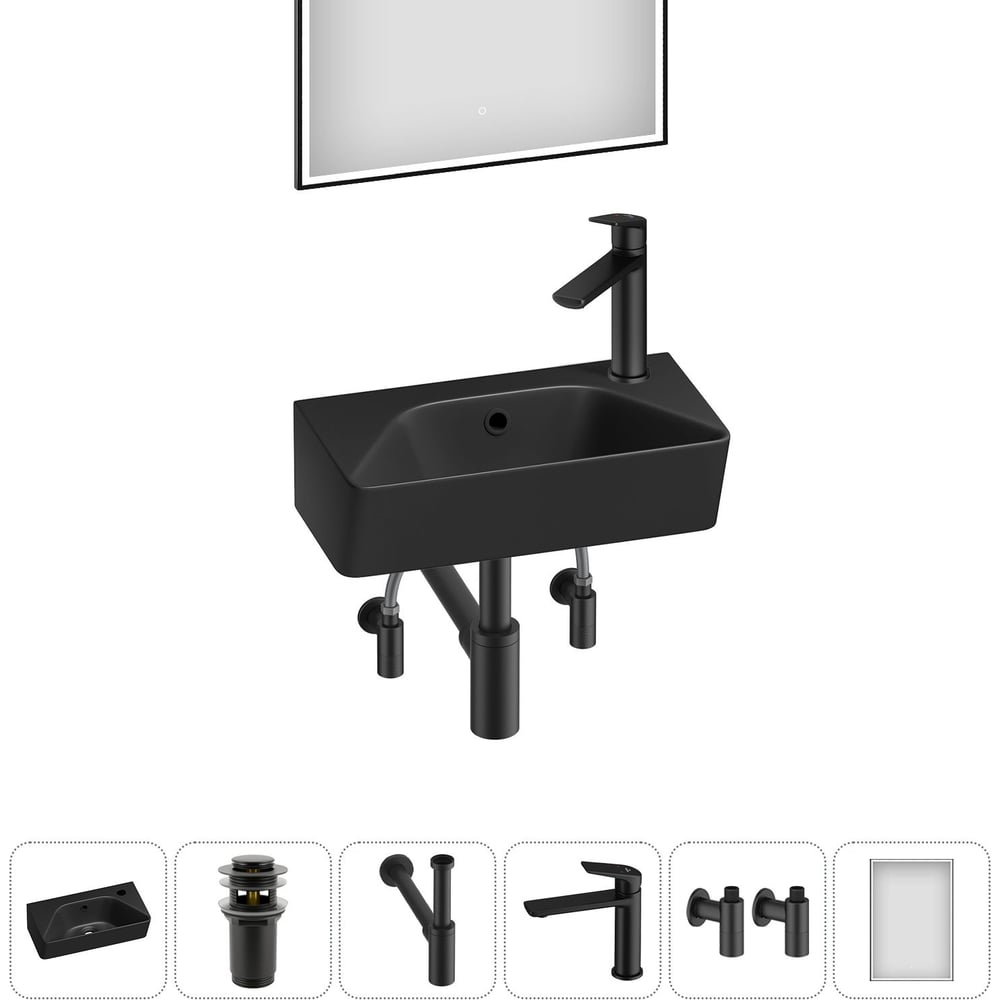 Изображение товара Комплект Wellsee 6 в 1 Lavinia Boho Bathroom Sink накладная раковина белая 40x22 см