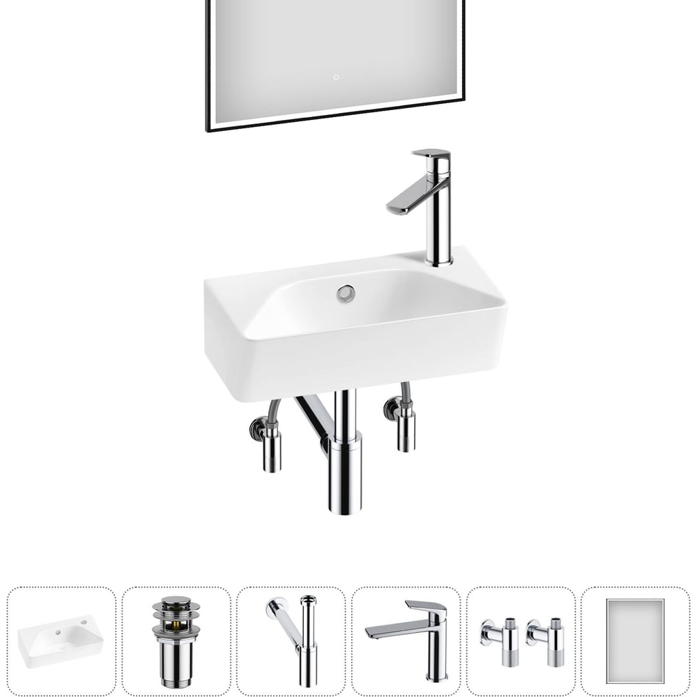 Комплект Wellsee 6 в 1 Lavinia Boho Bathroom Sink накладная/подвесная раковина 40x22 см 20219793R