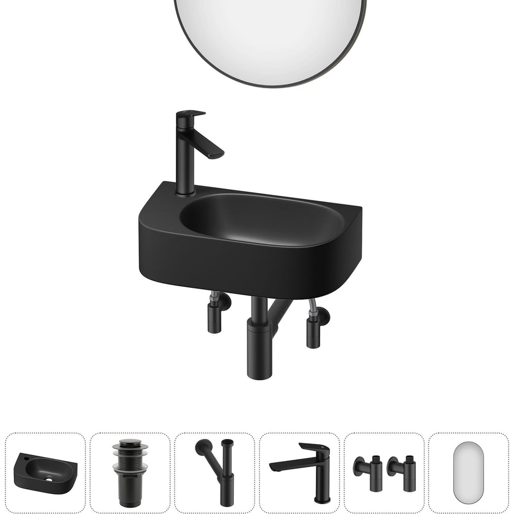 Комплект Wellsee 6 в 1 Lavinia Boho Bathroom Sink накладная/подвесная раковина 40x22 см 20219760R