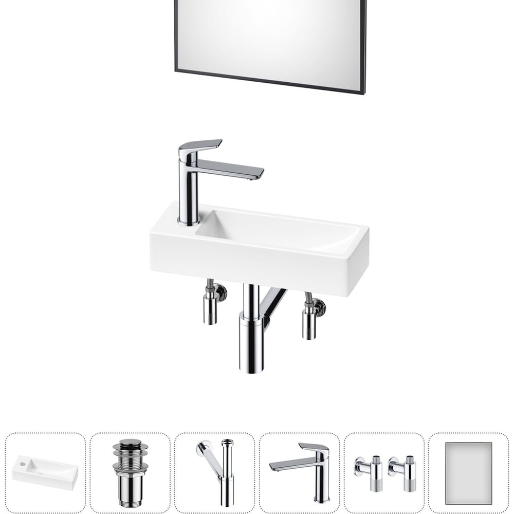 Комплект Wellsee 6 в 1 Lavinia Boho Bathroom Sink накладная/подвесная раковина 38x14 см 20219541R