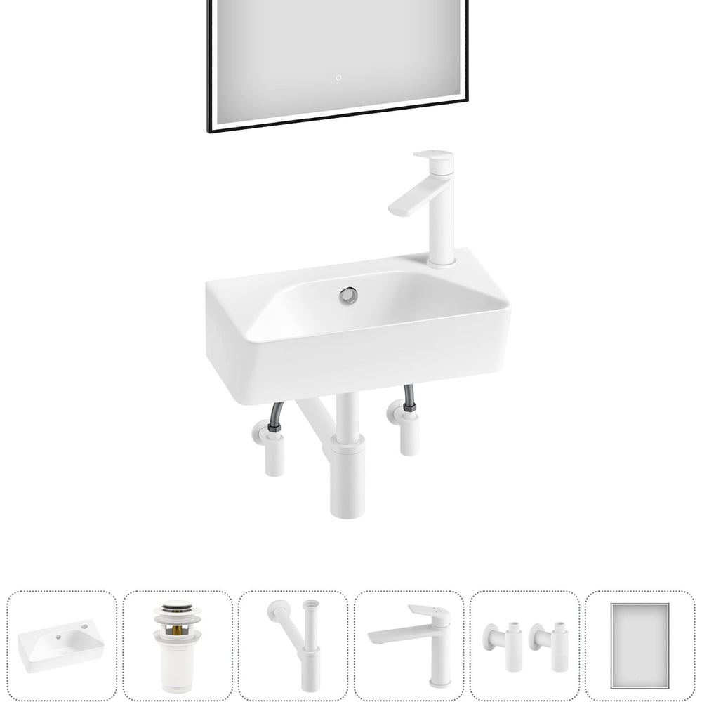 Комплект Wellsee 6 в 1 Lavinia Boho Bathroom Sink накладная/подвесная раковина 40x22 см 20219796R