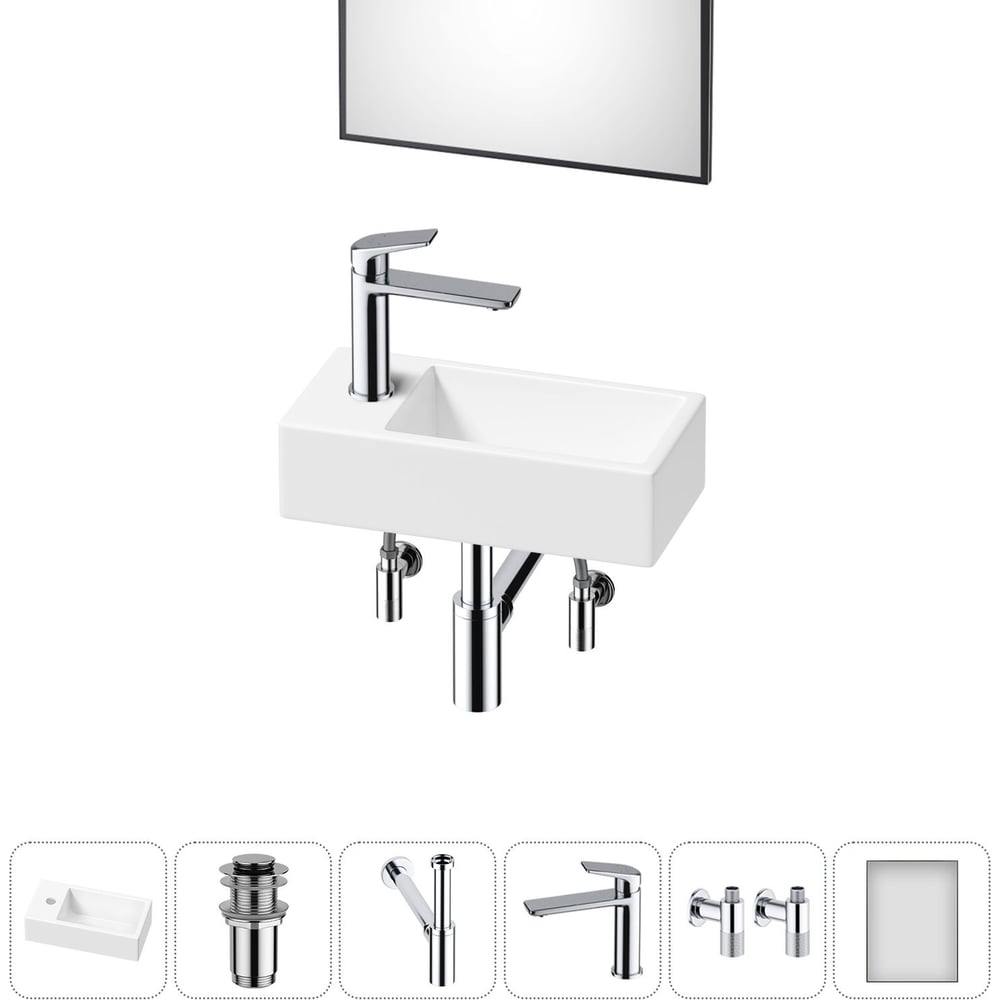 Комплект Wellsee 6 в 1 Lavinia Boho Bathroom Sink накладная/подвесная раковина 40x20 см 20219583R