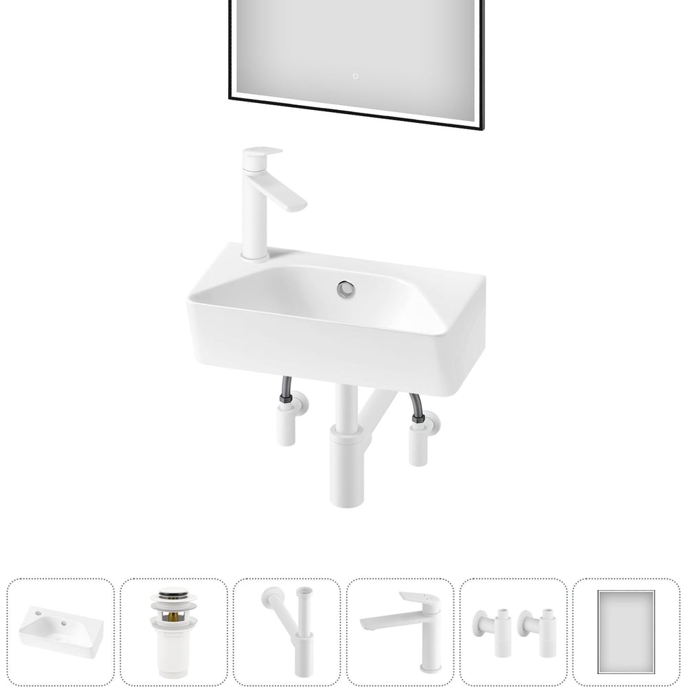 Комплект Wellsee 6 в 1 Lavinia Boho Bathroom Sink накладная/подвесная раковина 40x22 см 20219810R