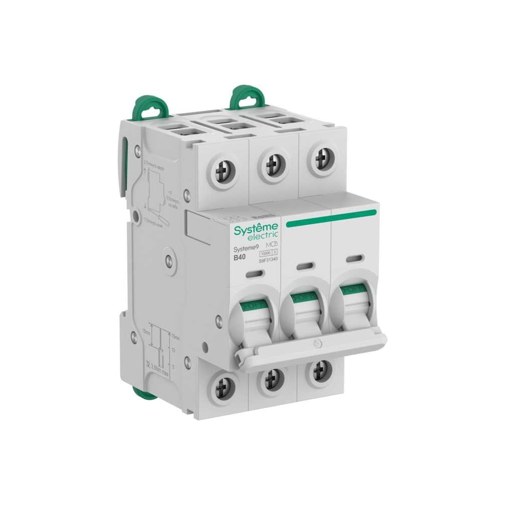 Изображение товара Автоматический выключатель Systeme Electric Systeme9 B 40A 3P 10kA 400V, модульный, IP20