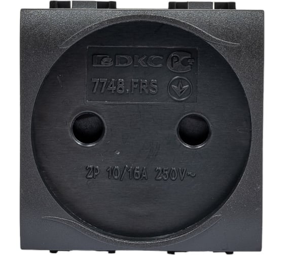 Изображение товара Электрическая розетка DKC без заземления, со шторками, черная, 2 модуля 77483N 24079