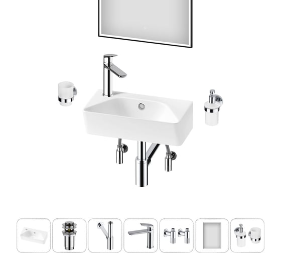 Изображение товара Комплект Wellsee 7 в 1 Lavinia Boho Bathroom Sink накладная/подвесная раковина 40x22 см 20219811R