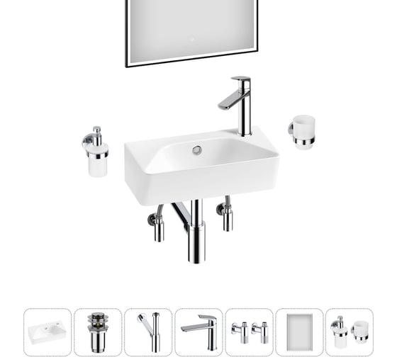 Изображение товара Комплект Wellsee 7 в 1 Lavinia Boho Bathroom Sink накладная/подвесная раковина 40x22 см 20219797R