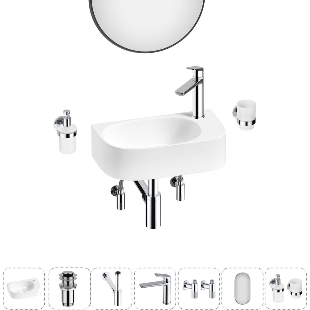 Комплект Wellsee 7 в 1 Lavinia Boho Bathroom Sink накладная/подвесная раковина 40x22 см 20219741R