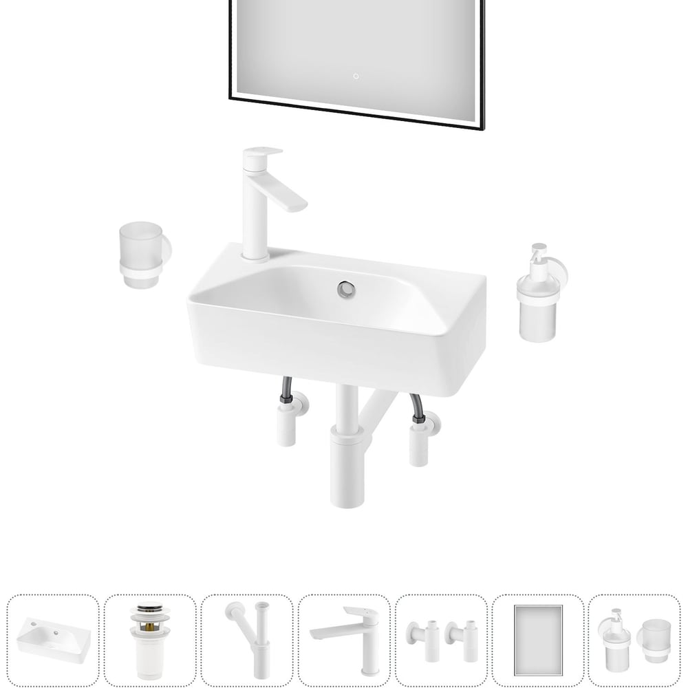 Изображение товара Комплект раковина Wellsee 7 в 1 Lavinia Boho с аксессуарами для ванной