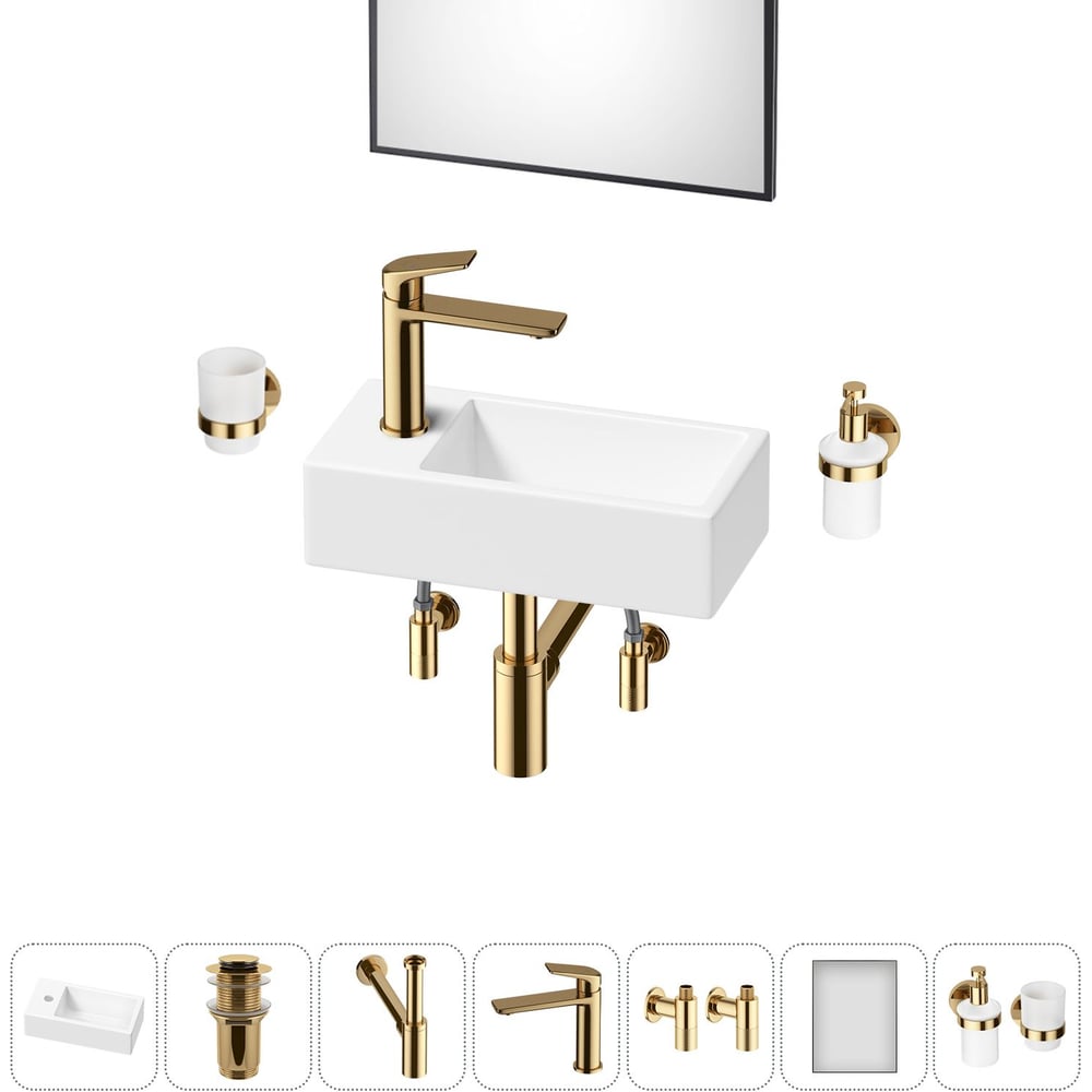Комплект Wellsee 7 в 1 Lavinia Boho Bathroom Sink накладная/подвесная раковина 40x20 см 20219589R