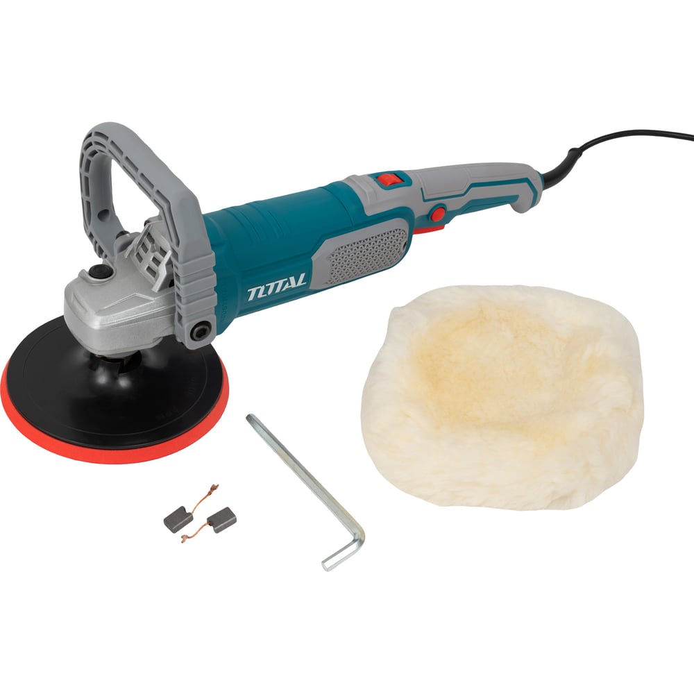 Изображение товара Полировальная машина TOTAL 1400 Вт 180 мм, щеточный двигатель, регулятор оборотов