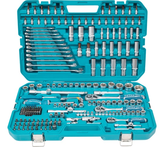 Изображение товара Комбинированный набор: биты, головки, трещотки 216 шт. TOTAL THKTHP22166