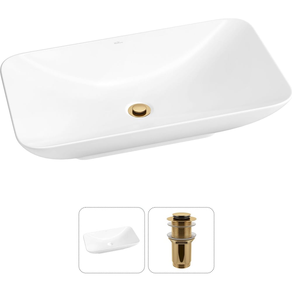 Изображение товара Акционный набор Wellsee 2 в 1 Demure накладная раковина 70x38 см белый санфарфор