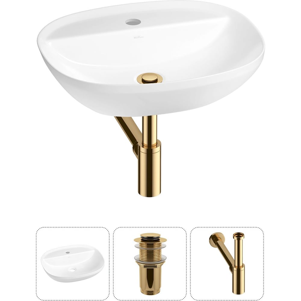 Изображение товара Акционный набор Wellsee 3 в 1 Cute Twin R накладная раковина 50x42 см белый