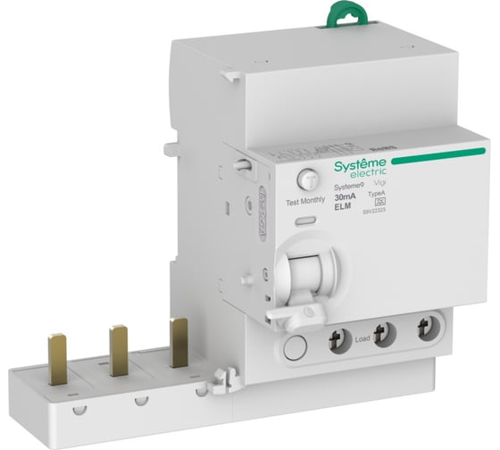 Изображение товара Блок дифференциального тока (БДТ) Systeme Electric Systeme9 25 A, 3 P, 30 мА, тип-A, 400 В S9V22325