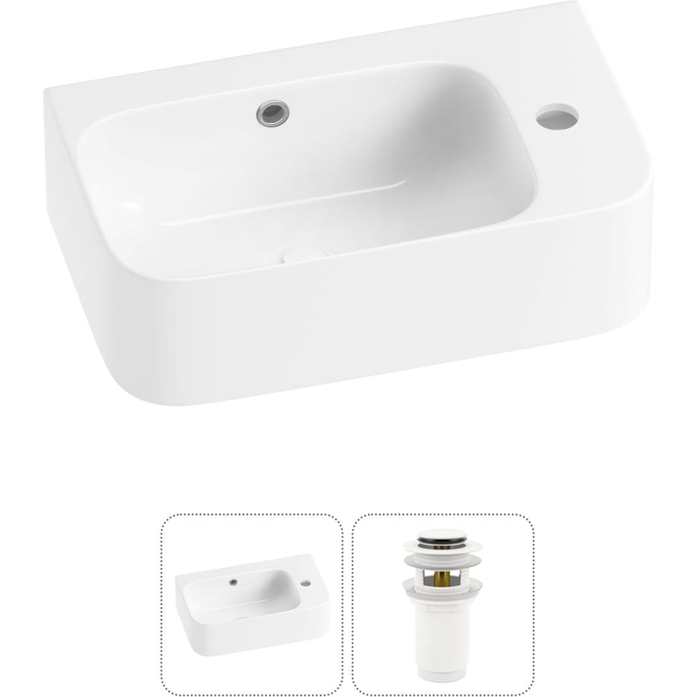 Изображение товара Комплект Wellsee 2 в 1 Lavinia Boho раковина 45x27 см подвесная белая санфарфор