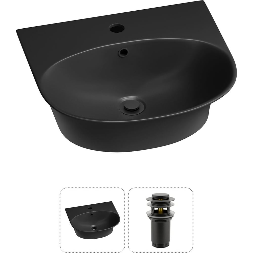 Изображение товара Накладная/подвесная раковина Wellsee Lavinia Boho 46x41 см черный матовый санфарфор